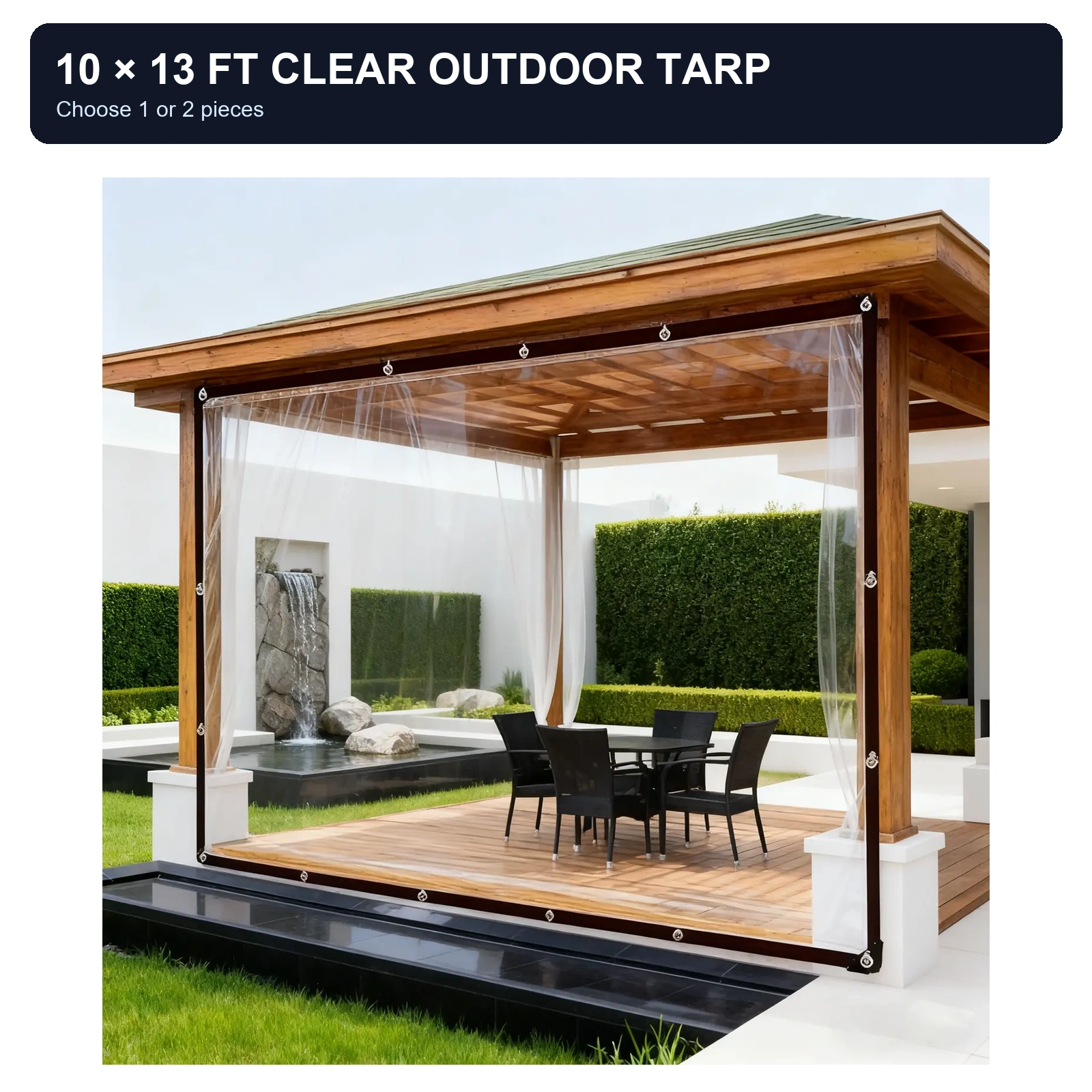 10 x 13 ft Clear Outdoor Tarp - 1 or 2 Pack - Choose One or Two Panels