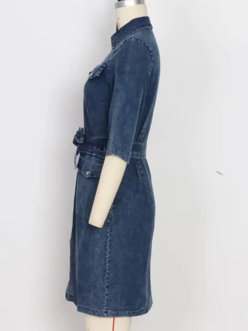 Comfort Fit Denim Zip Front Short Sleeve Dress