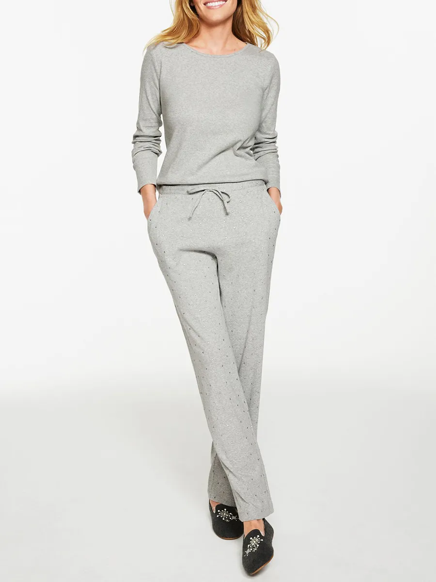 Lady'S Fashionable Light Grey Long-Sleeved Home Set