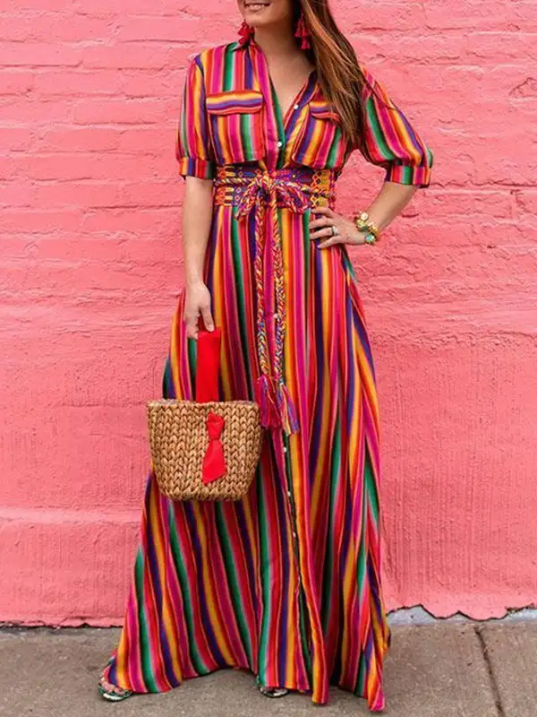 Sleeves Long Shirt Maxi Dress