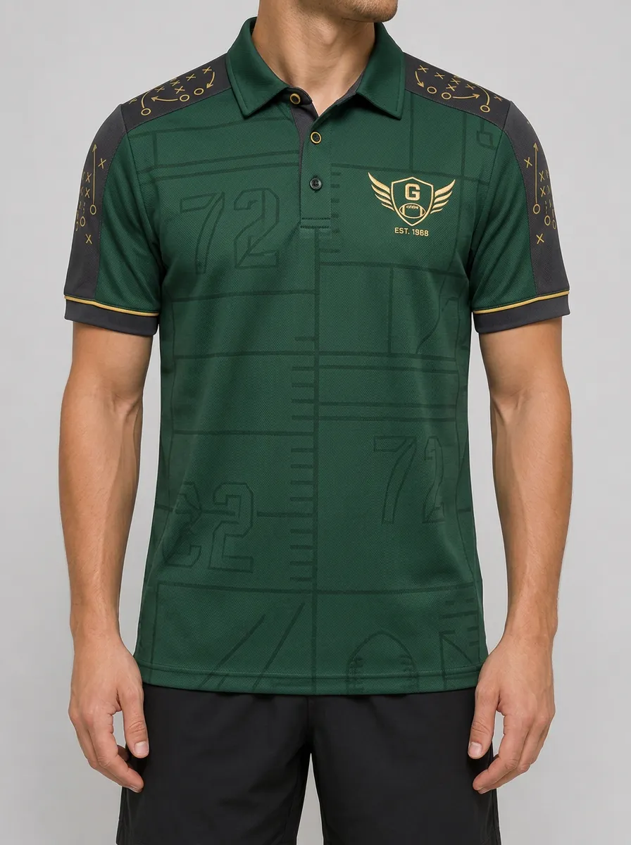 Men's American Football Fan Strategy Printed Polo Shirt