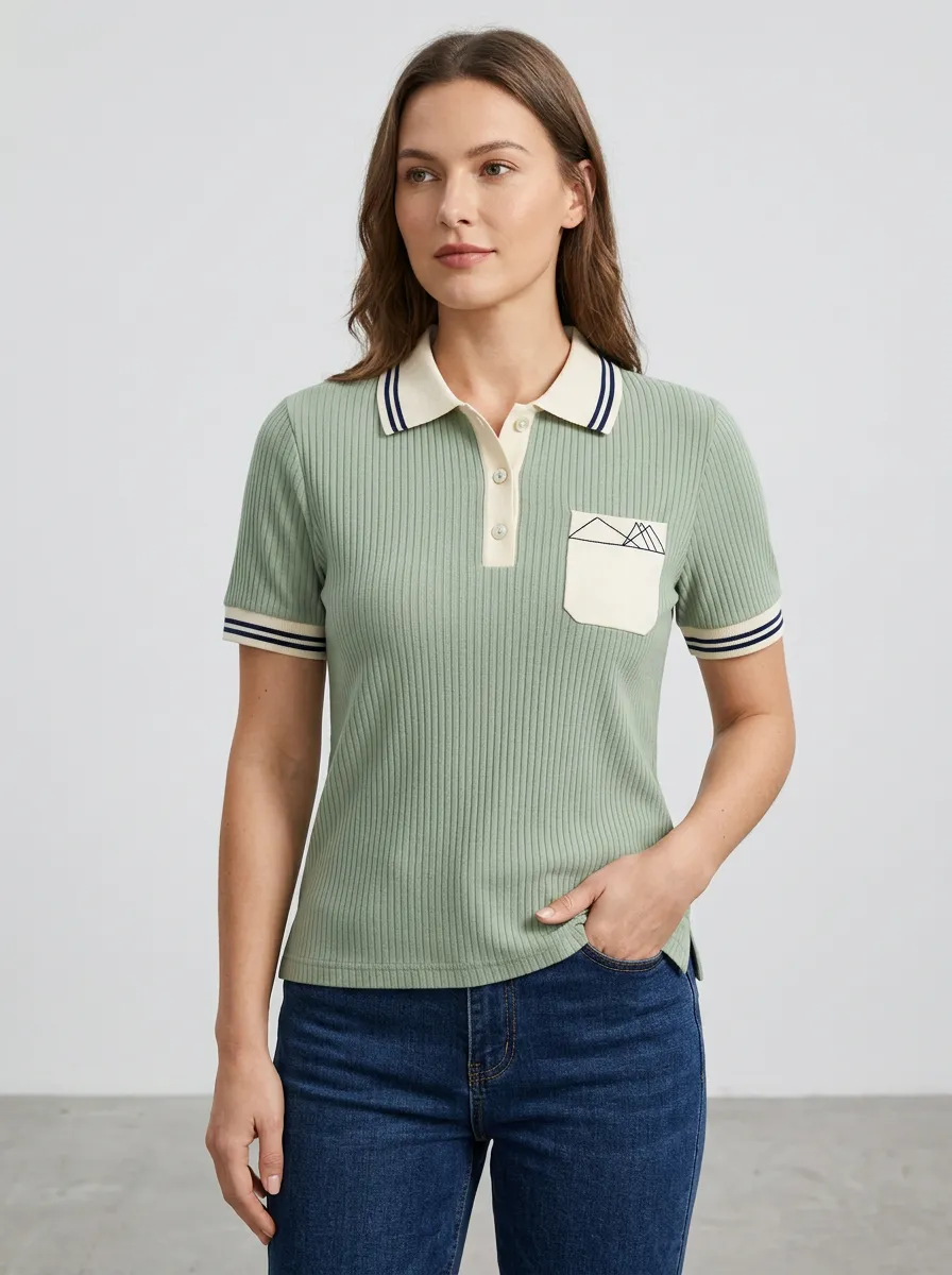 Women's Pocket Mountain-Detail Polo Shirt