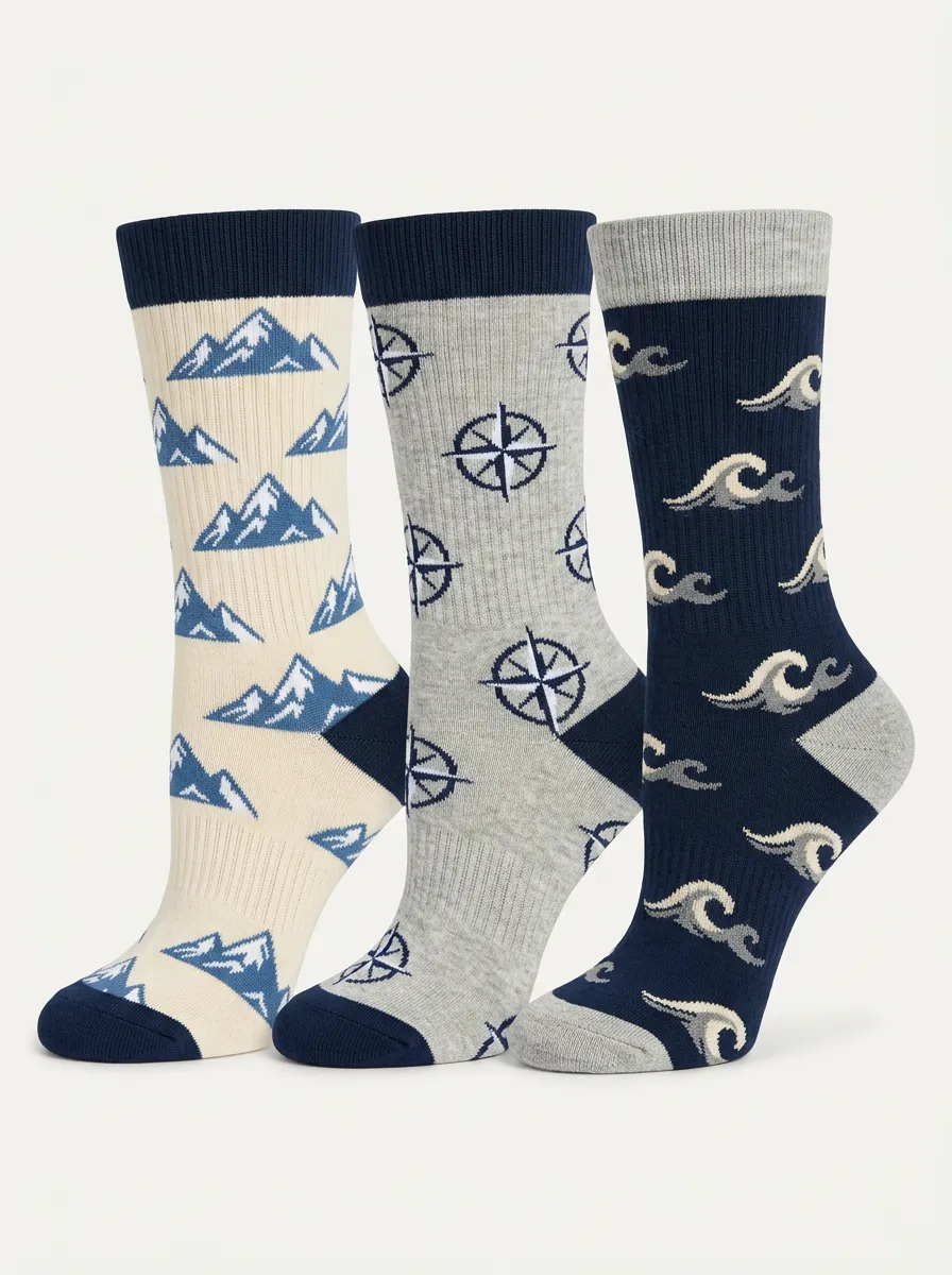 Refined Mountain Women's Three-Pair Crew Socks