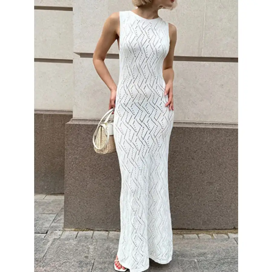 Openwork Eyelet Knit Maxi Dress
