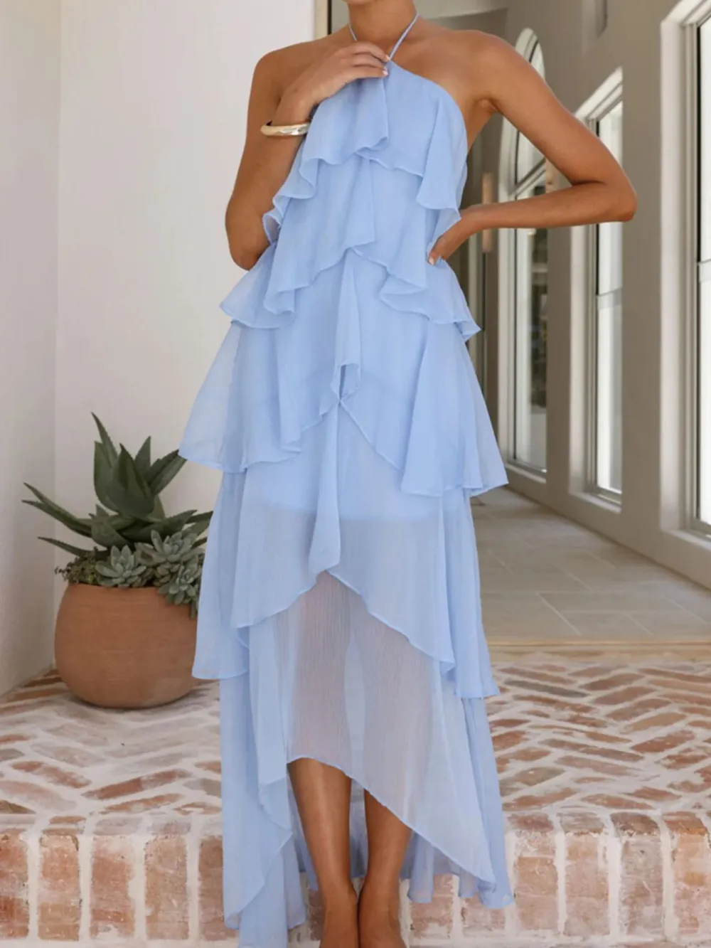 Clean Line Ruffle Dress