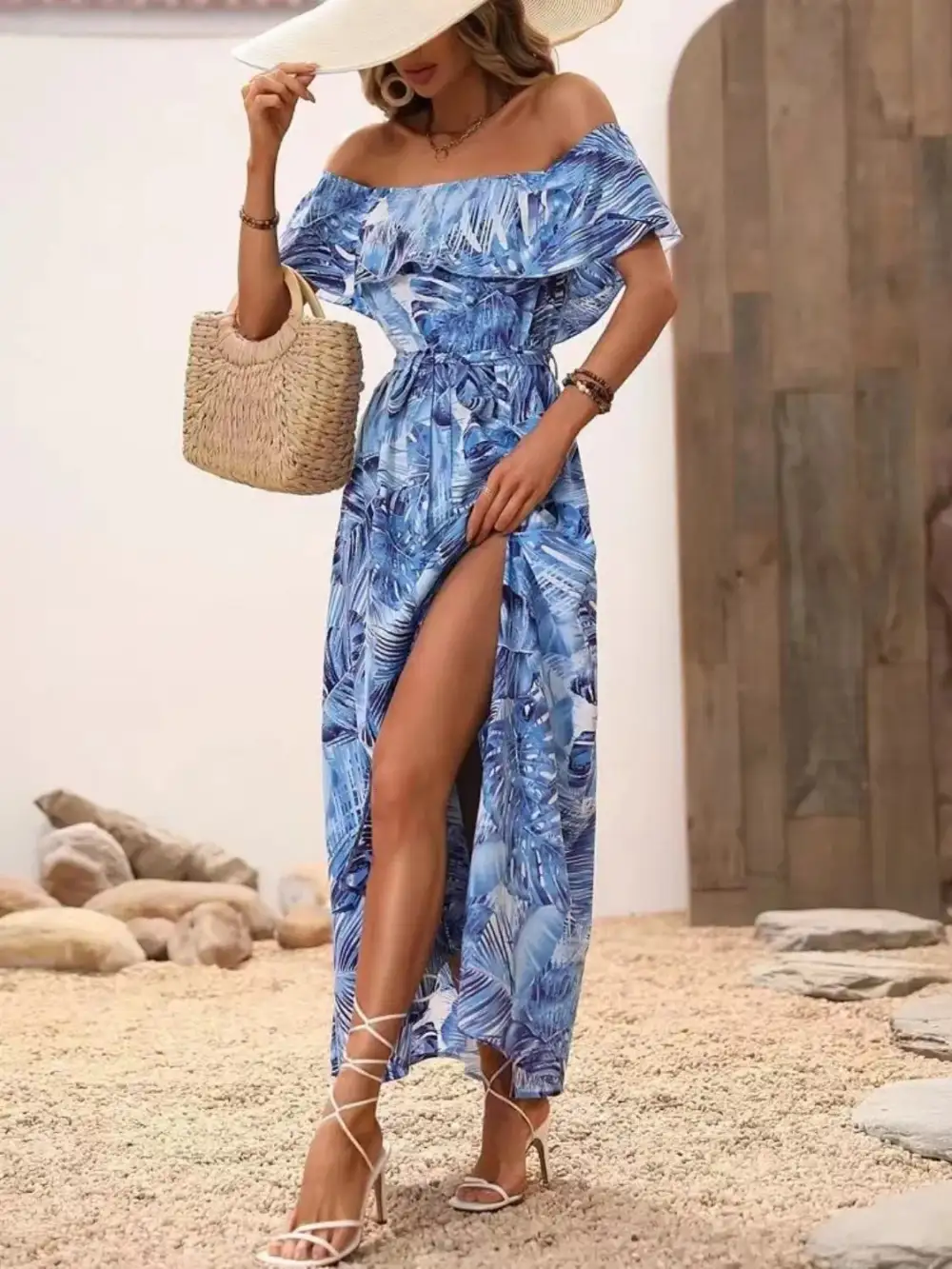 Ruffle Trim Maxi Dress