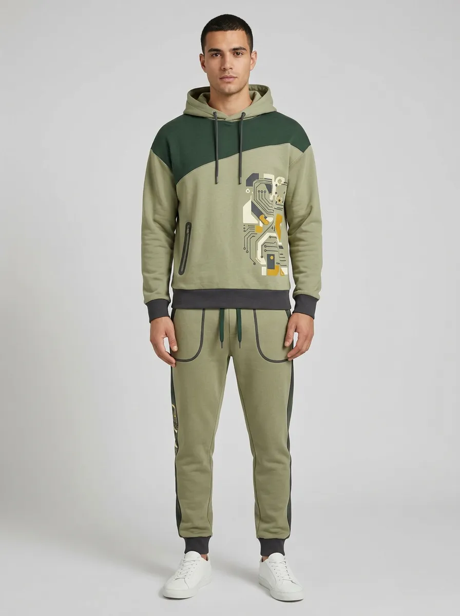 Men's Tech Circuit Board Pattern Printed Tracksuit