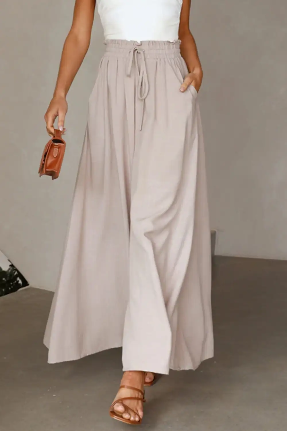 Elastic Waist Printed Wide Leg Pants