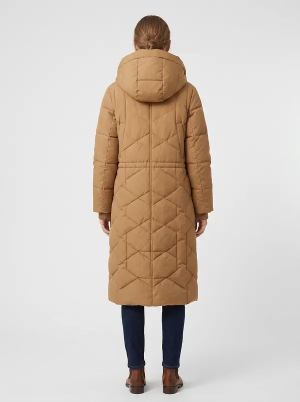 Seasonal Quilted Padded Long Hooded Coat
