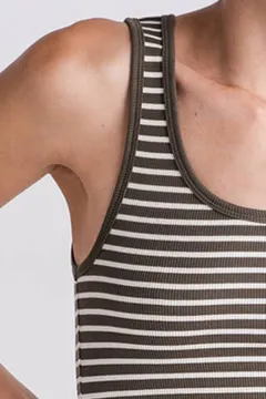 Stripe Ribbed Tank - Grape Leaf