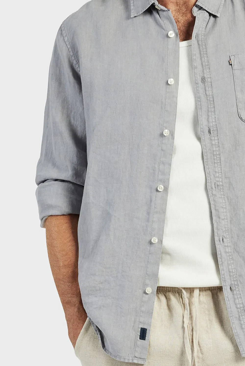 Hampton Linen Shirt-Ash grey