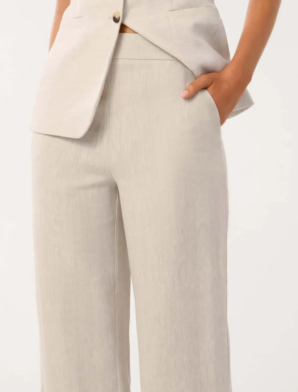 High Waist Linen Wide-Leg Pants