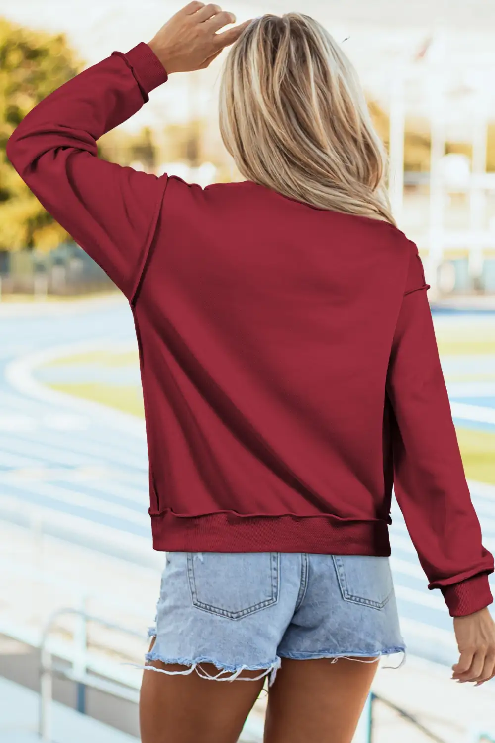 Soft Feel Relaxed Drop Shoulder Mock Neck Sweatshirt