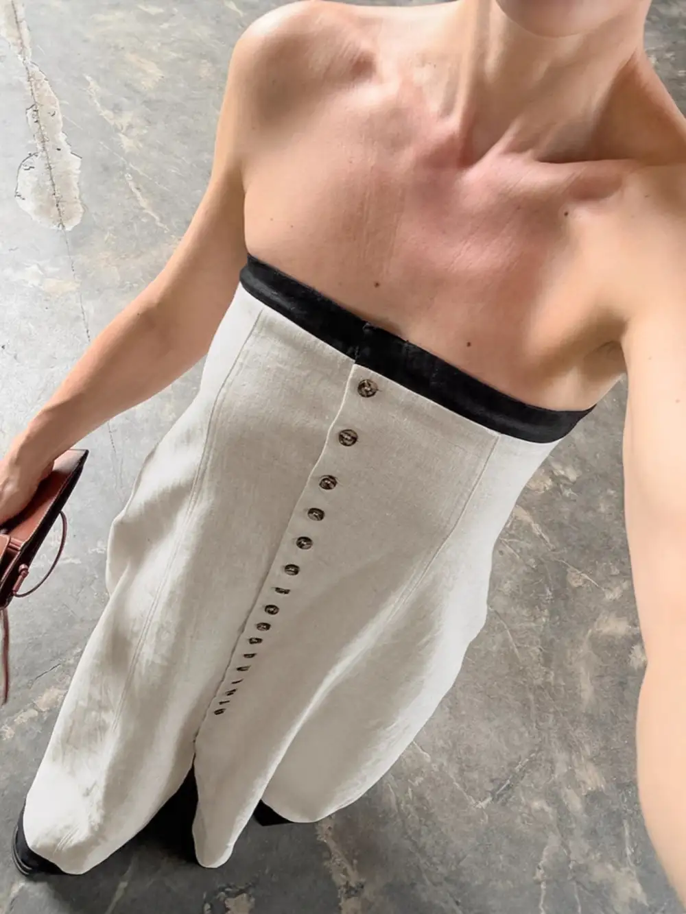 Structured Shape Button Front Maxi Dress