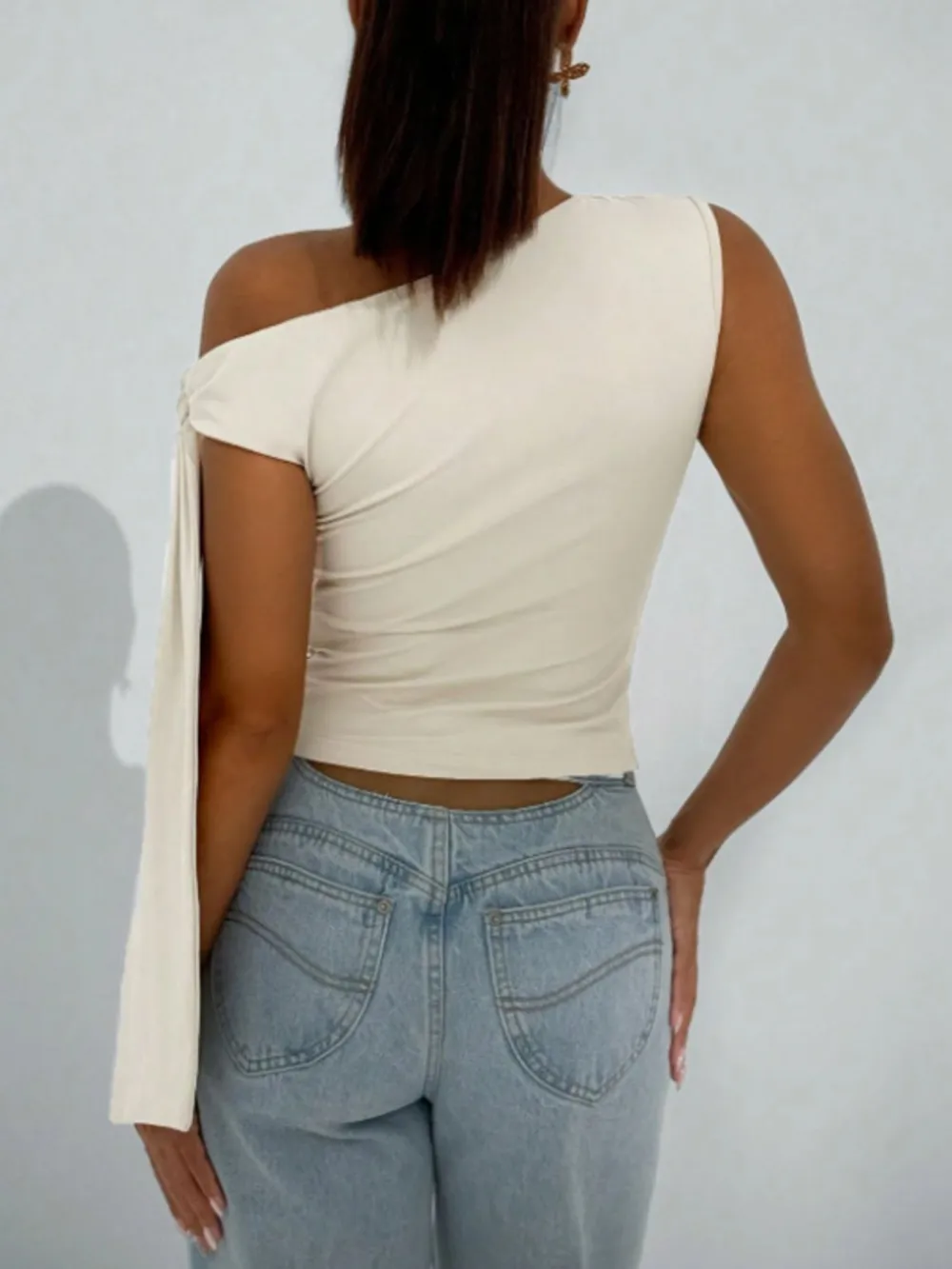 Textured One Shoulder Top