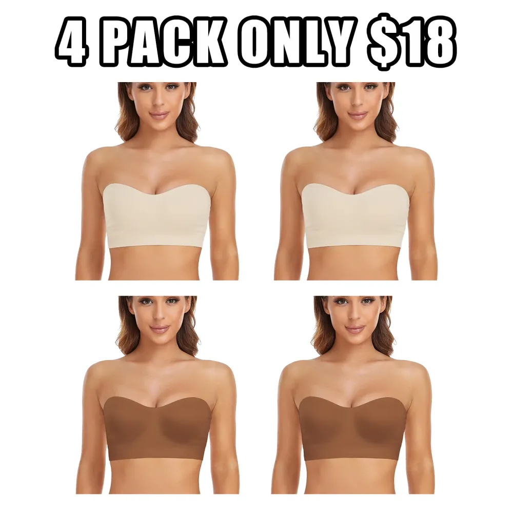 Women's Strapless Anti-Slip Silicone Pad Bandeau Bra
