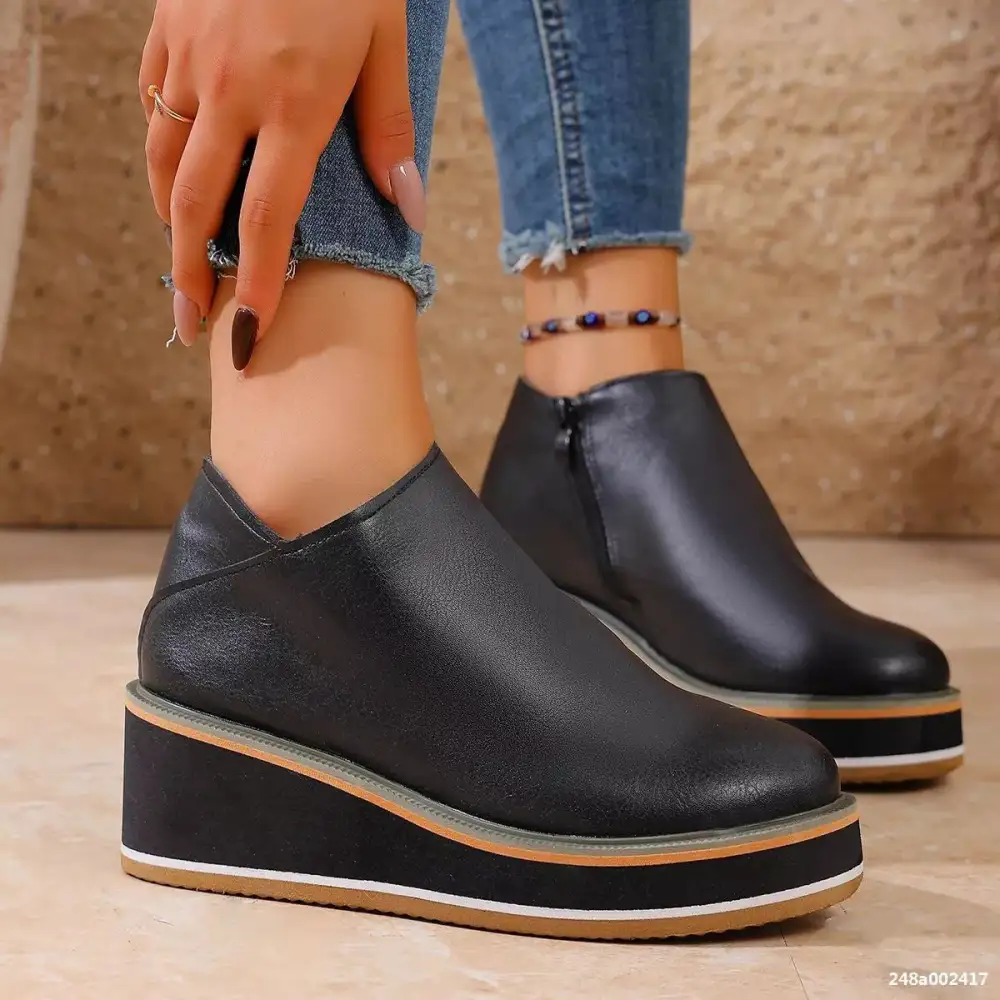 Wedge Ankle Boots with Zipper