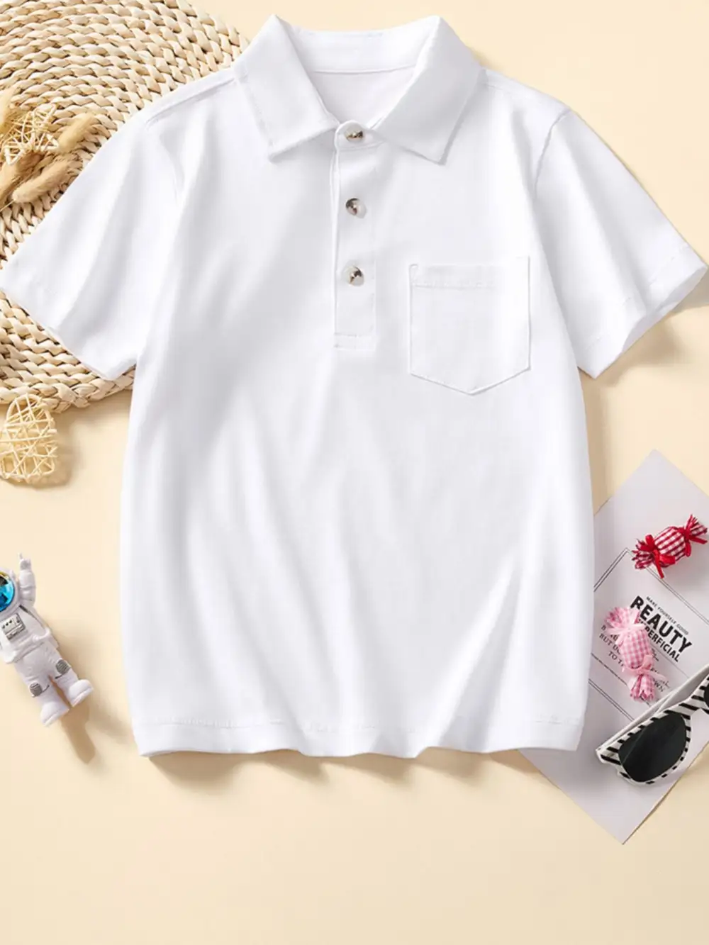 Minimal Button-Detail Polo Shirt