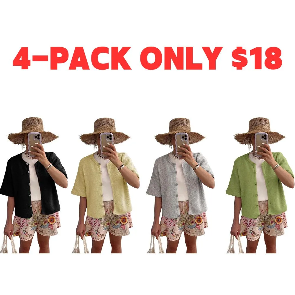 Women's Lightweight Cardigan Short Sleeve Button-Down Summer Cardigan Sweater