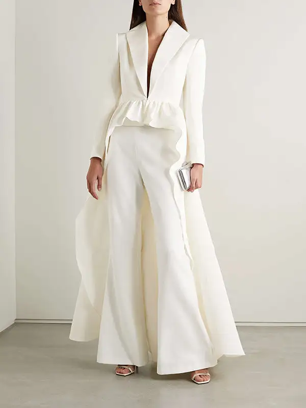 High Low V Neck Blouse And Pants Set