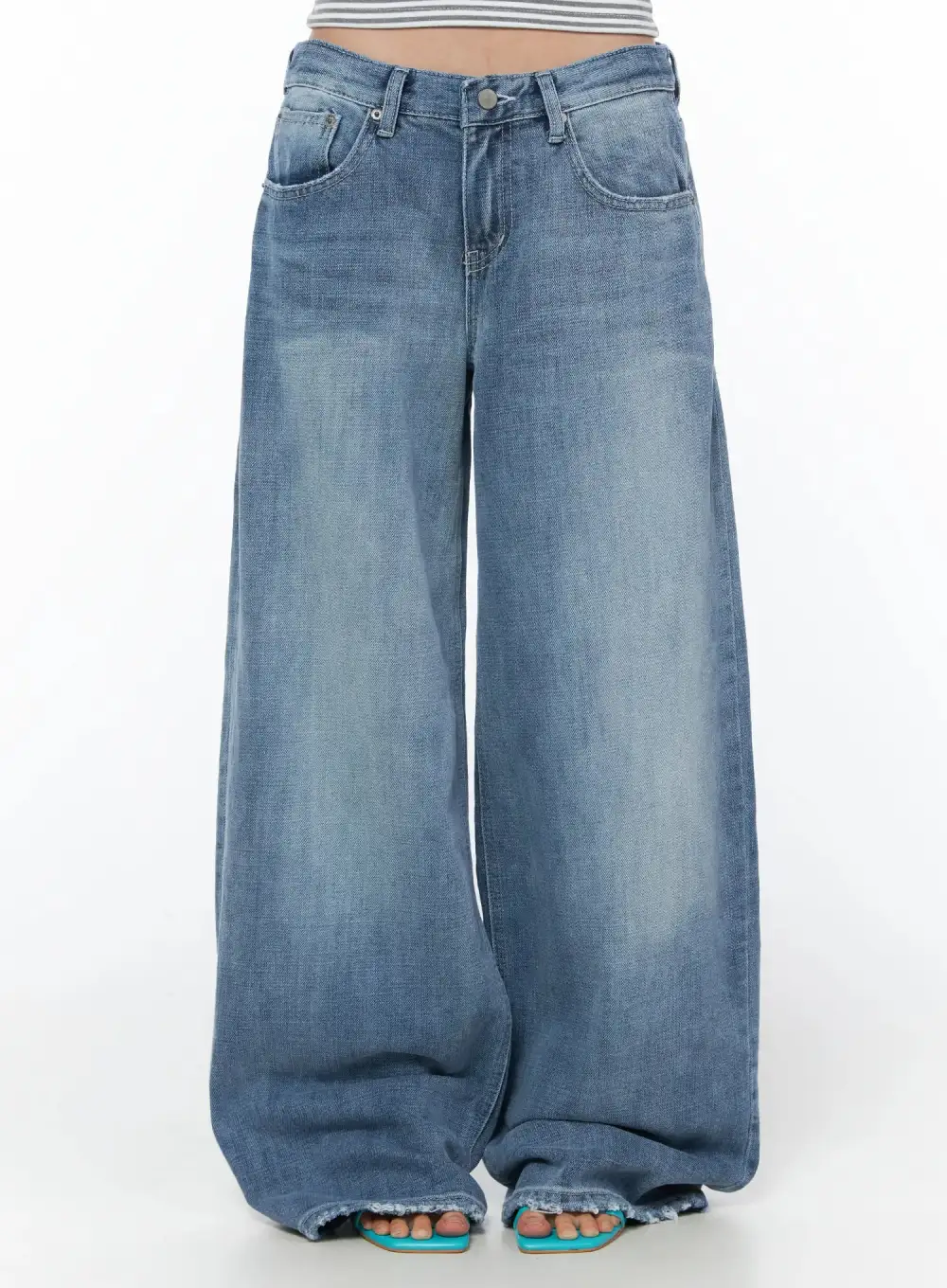 Wide-Fit Embroidered Wide Leg Jeans