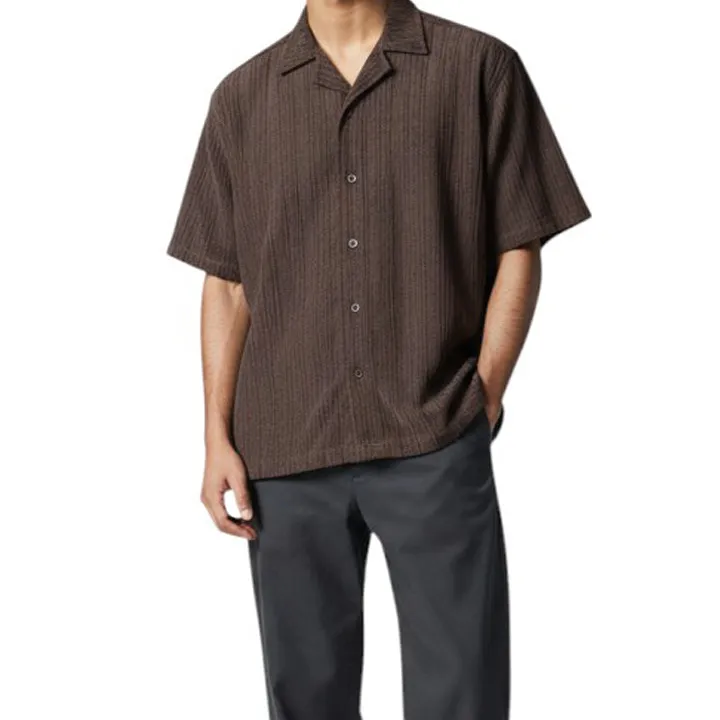 Velour Knit Open Collar Shirt