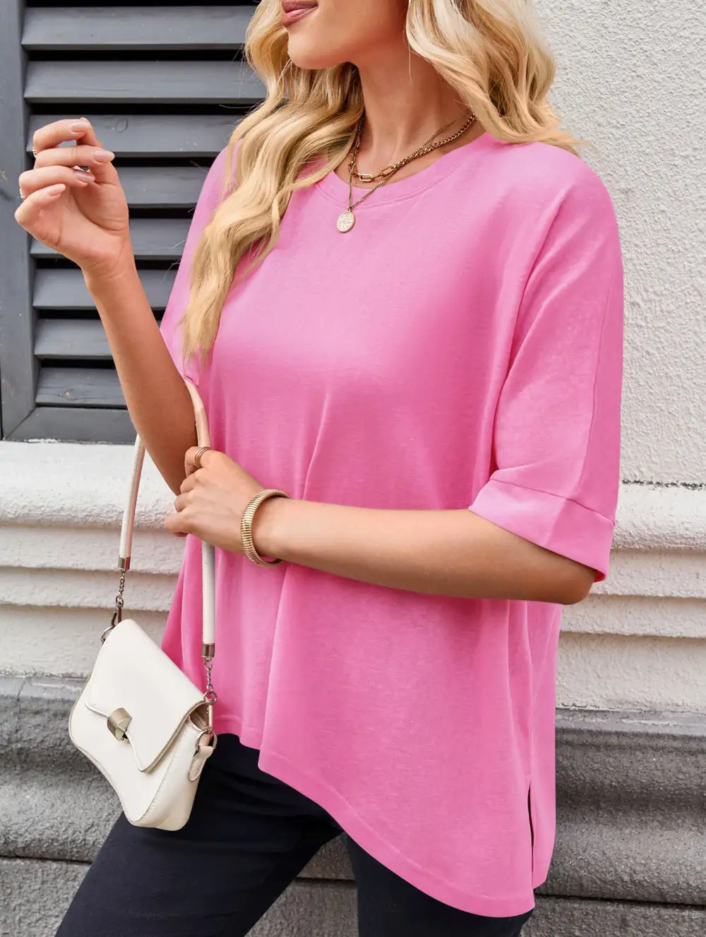 Oversized Knit Crew Neck Tee