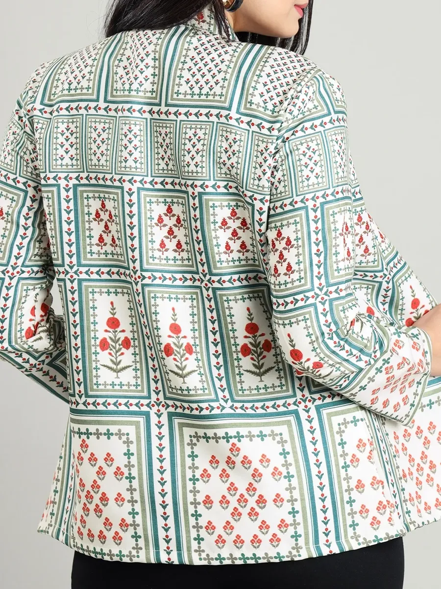 Retro Fashion Checked Art Print Women's Jacket