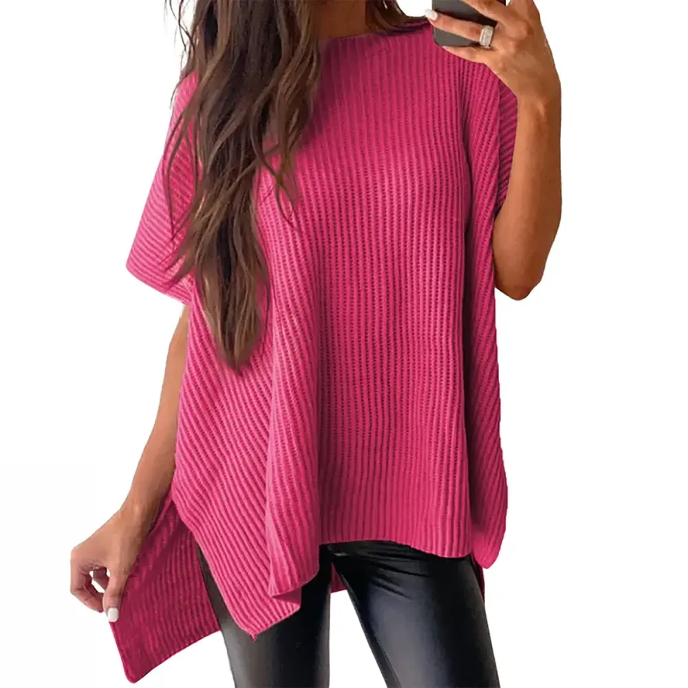 🔥Hot Sale💥 - Women's Round Neck Batwing Short Sleeve Loose Knit Top