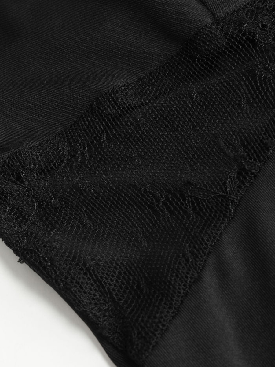 Lace Hem Satin V-Neck Midi Dress