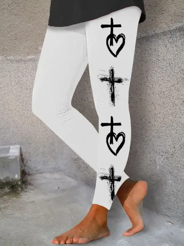 Women's Faith Cross Print Yoga Leggings