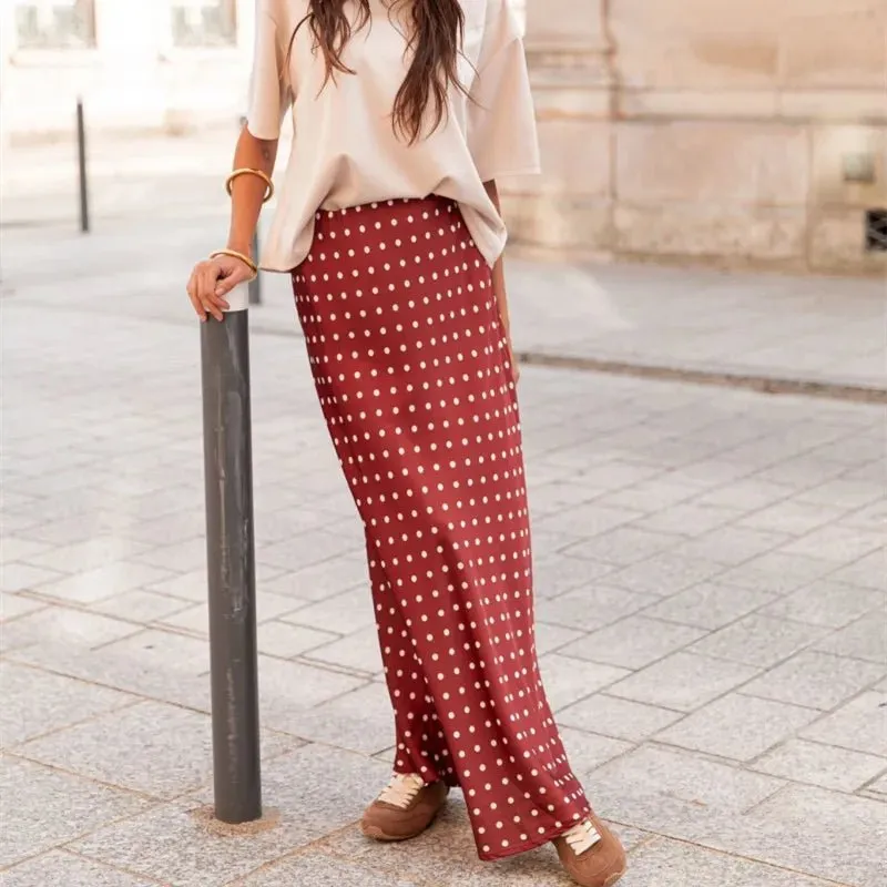 Studio Satin Polka Dot Printed Skirt