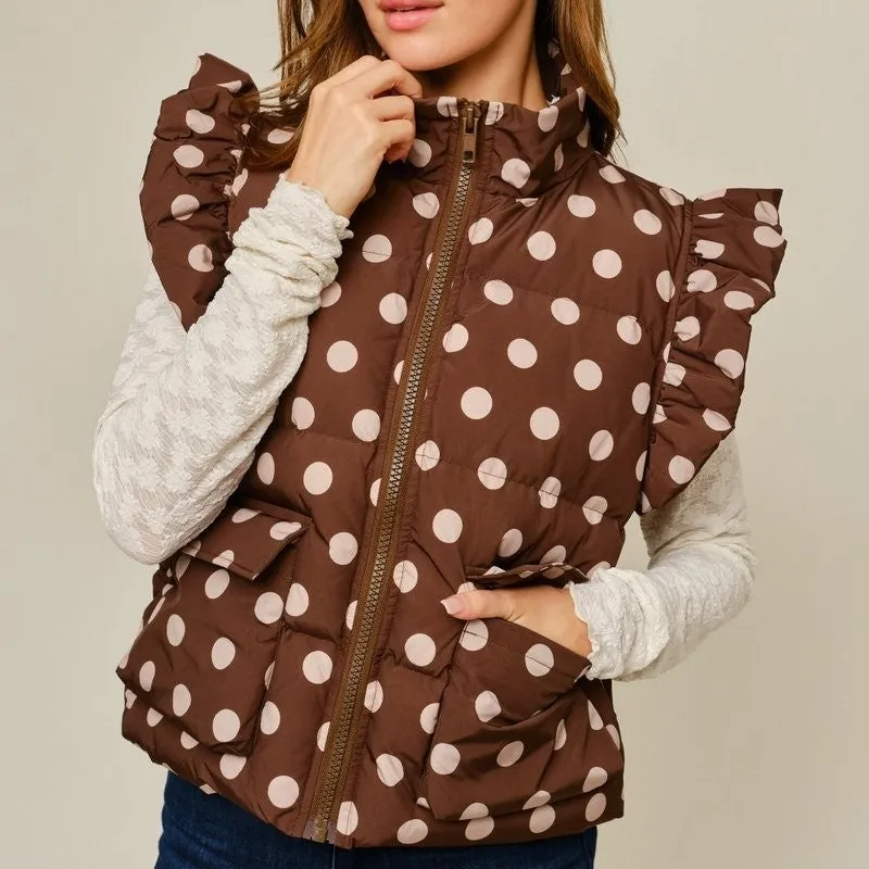 Polka Dot Puffer Vest