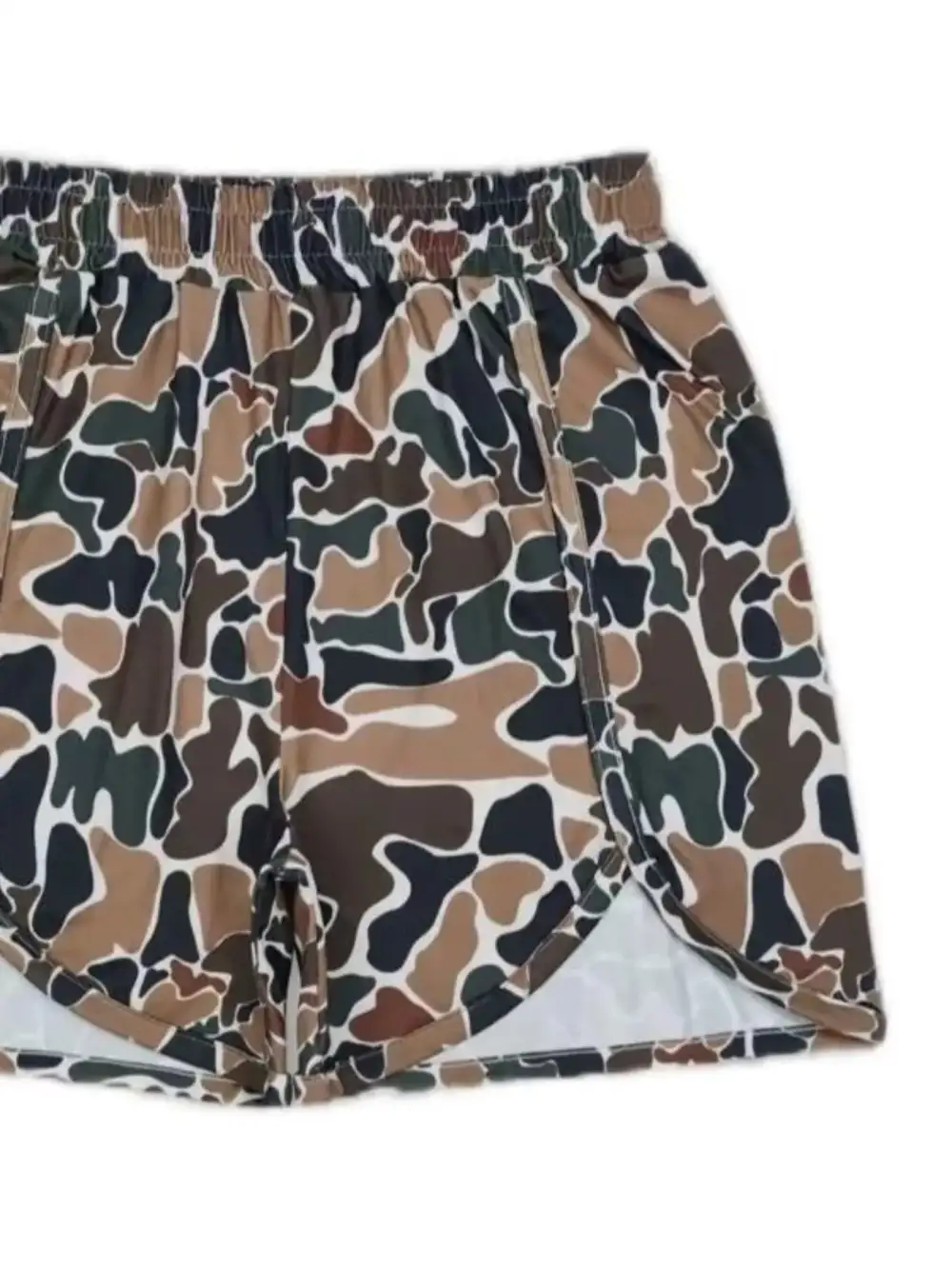 Camo Print Elastic Waist Shorts