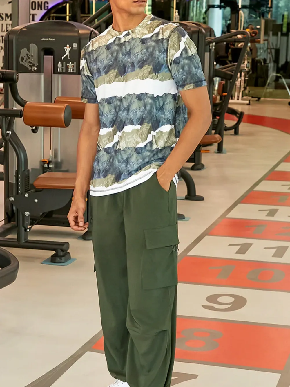 Camouflage Striped Athletic T-Shirt