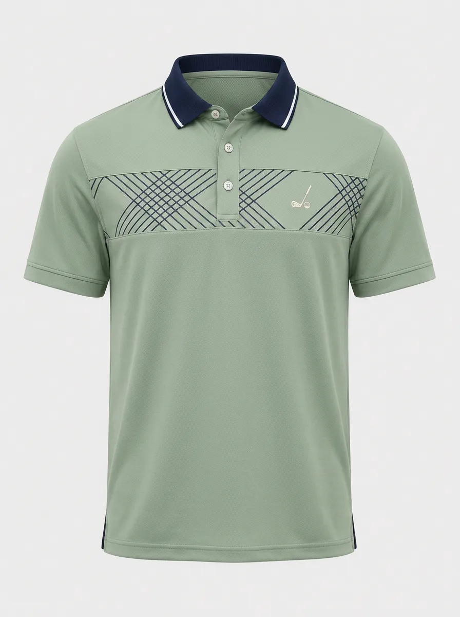 Men's Golf Lover Plaid Pattern Club Printed Polo Shirt