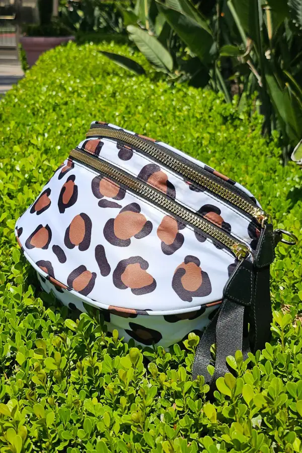 Cheetah Print Wide Strap Crossbody Bag