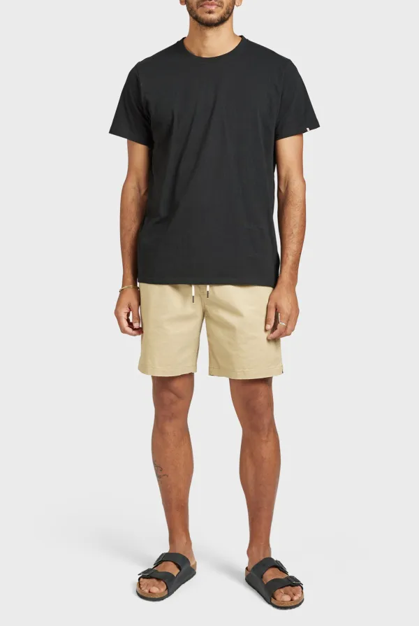 Beige Linen Drawstring Shorts