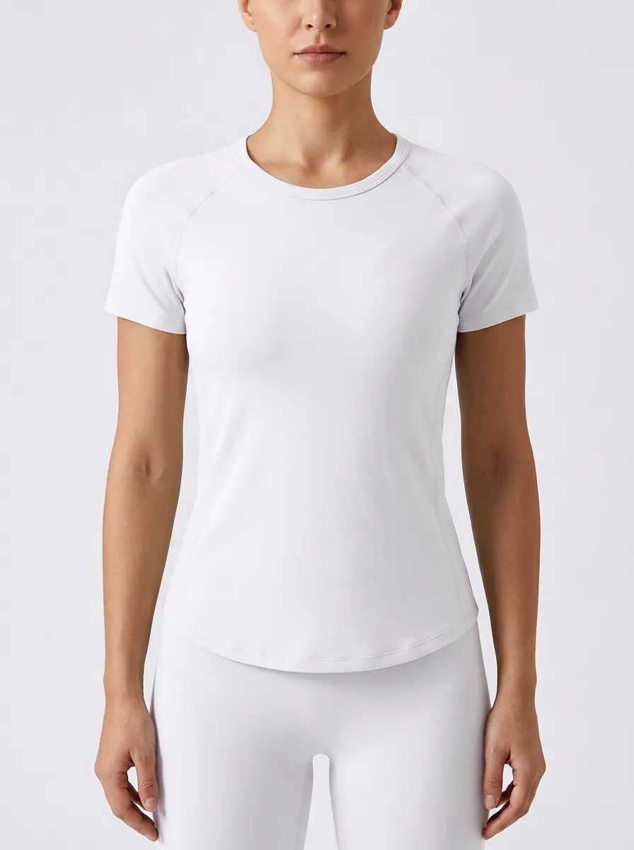 Women's Slim Raglan Curved-Hem T-Shirt