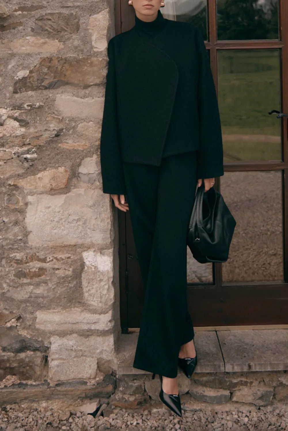 Asymmetric Hem Wool Jacket