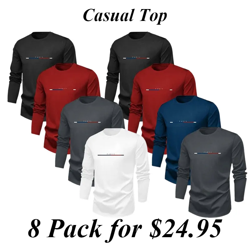 Men'S Letter & Striped Print Round Neck Longsleeves Sweatshirt, Loose Casual Soft Long Sleeve Pullover For Fall & Winter, Men'S Clothes For Daily Wear