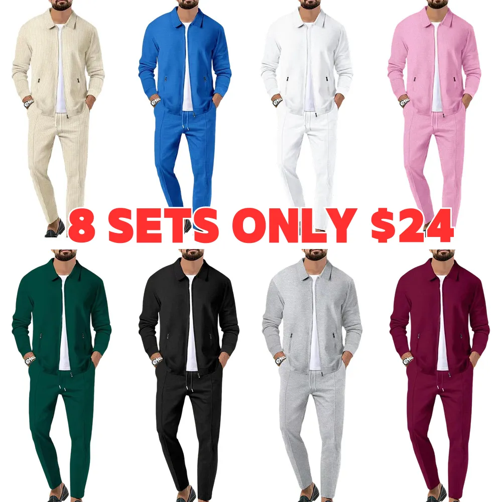 Men's Plain Zip Up Jacket & Drawstring Waist Pants Tracksuit Set, Men's Sportswear for Gym Workout Running, Casual Gym Wear, Tracksuit Outfit, Athletic Tracksuit, Casual Activewear, Gym Clothes Set, Athleisure Wear Set