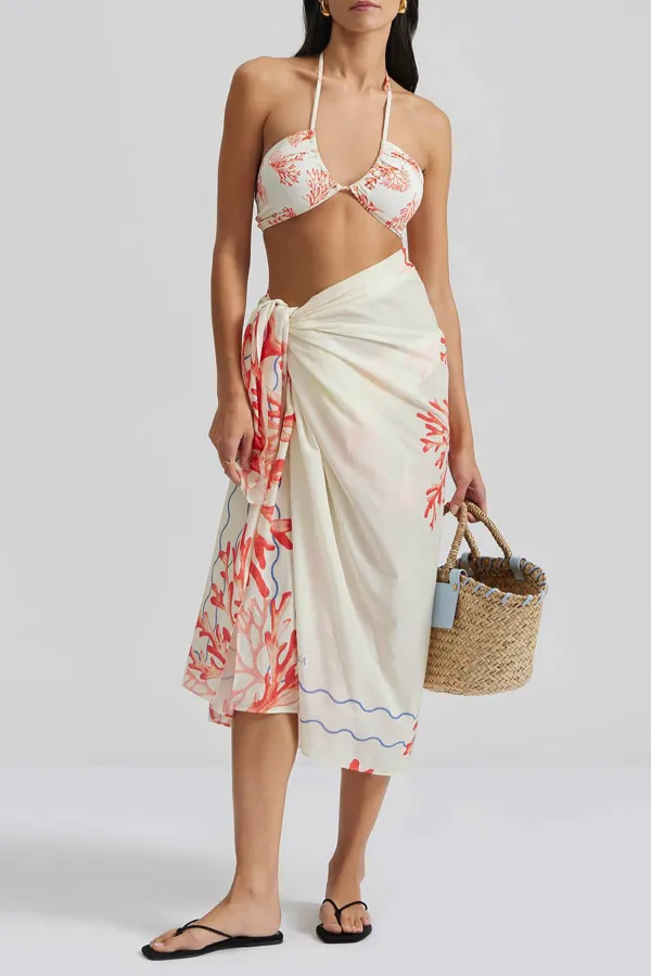 Printed Drawstring Bikini Bottom