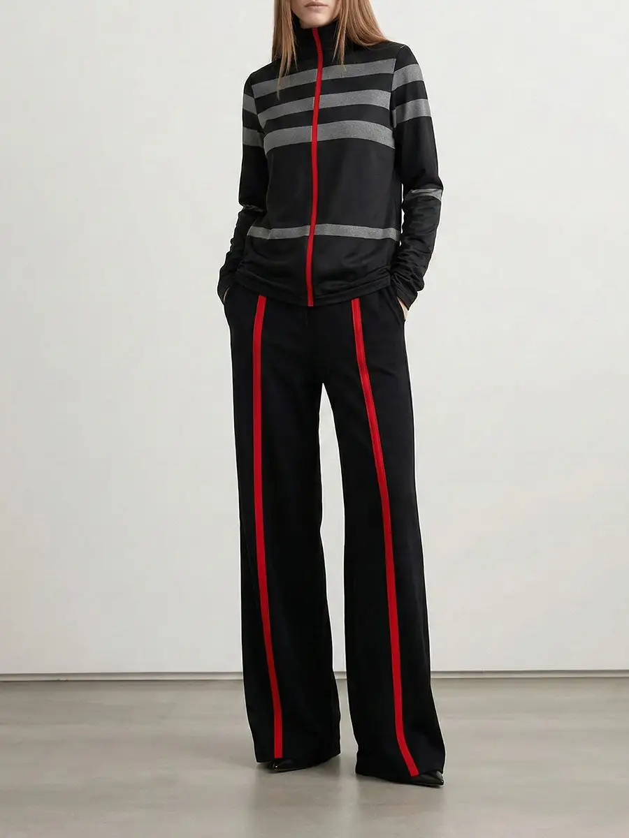Long Sleeve Relaxed Stripe High Neck T-Shirt