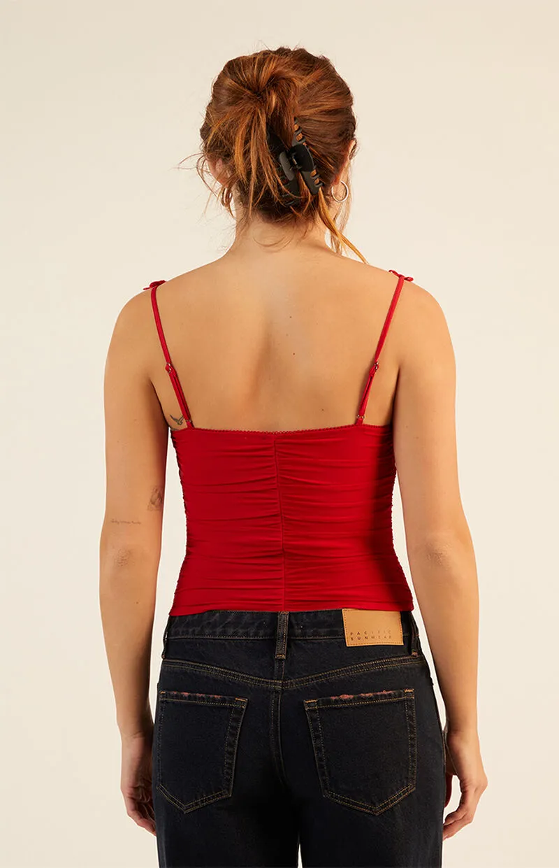 LA Hearts Kyla Mesh Bow Tank Top