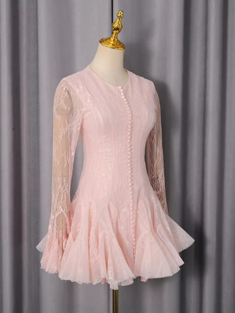 Lace Flare Sleeve Mini Dress