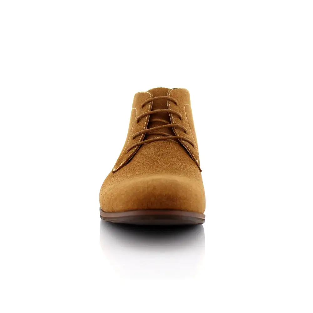 Polished Faux-Suede Suede Faux-Leather Chukka Boots