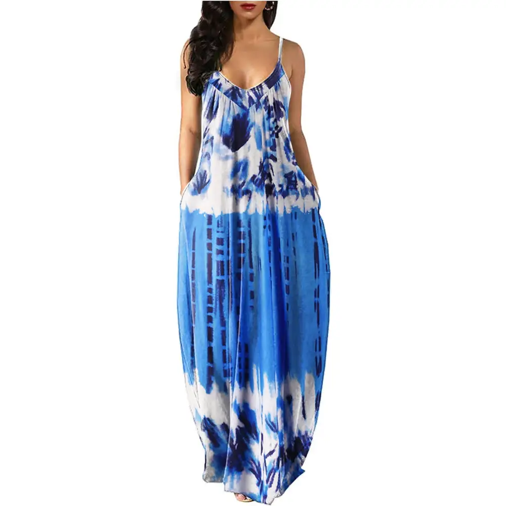 2023Women's Long Sleeveless V Neck Dress