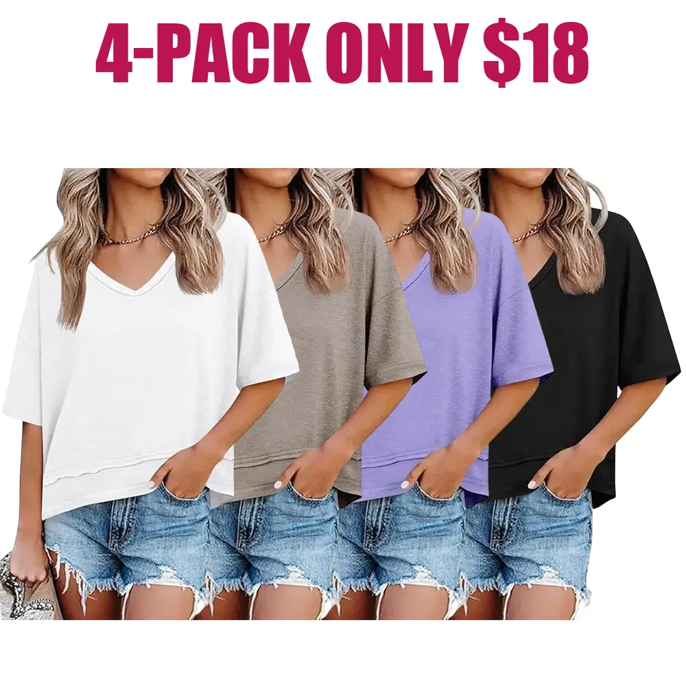 🔥Hot Sale💥-Women's Summer V-Neck T-Shirt🔥16-Pack - All Colors Included