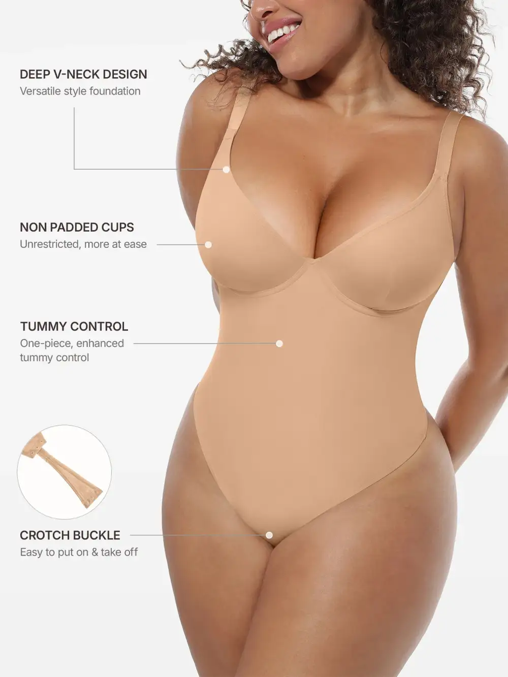 V Neck Deep Shaping Bodysuit